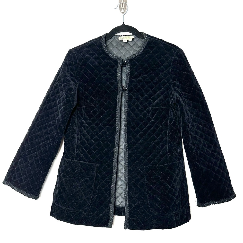 Vintage Black Velvet Quilted Jacket Whimsigoth Witchy Old Money Castlecore Moody
